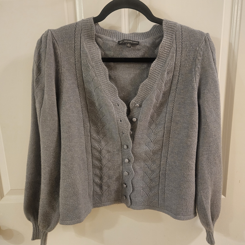 Adrianna Papell Blue-Gray Women's Cardigan Sweater